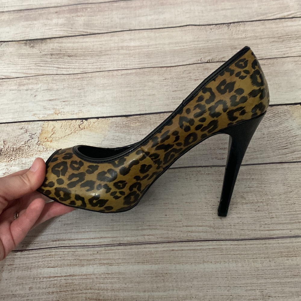 Colin Stuart Leopard Print Open-Toe High Heels - image 4